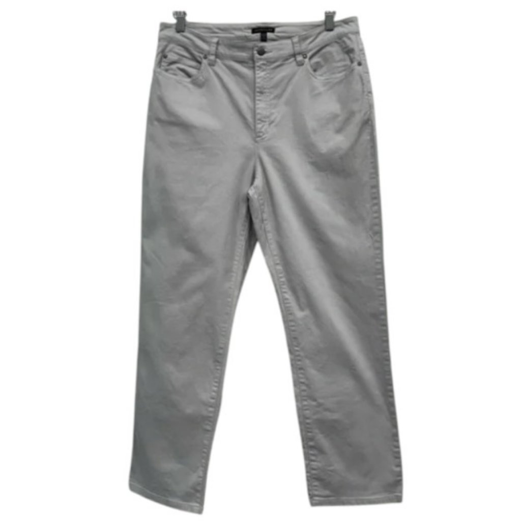 Eileen Fisher Light Grey Straight Leg Jeans Size 12